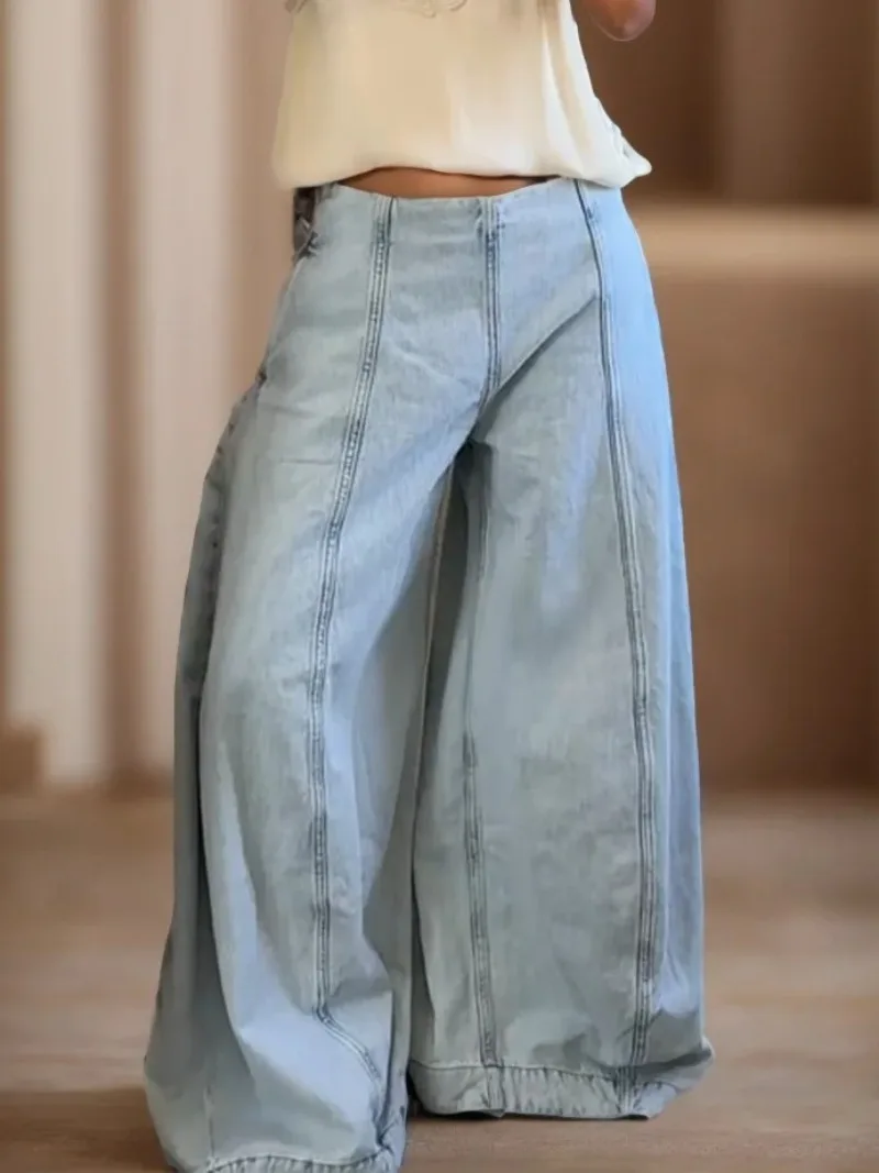 Fashion Women's Jeans Loose Solid Denim Long Pants High Waist Wide Leg Pants for Women Design Street Style Denim Trousers
Fashion Women's Jeans Loose Solid Denim Long Pants High Waist Wide Leg Pants for Women Design Street Style Denim Trousers