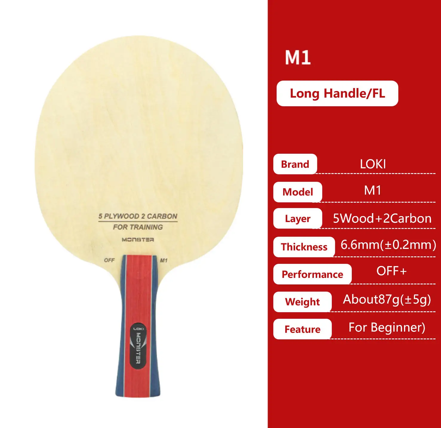LOKI M1 Table Tennis Blade FL Long Handle Grip 7/5-Ply OFF+ Ping Pong Paddle Pure Wood Carbon For Beginner
LOKI M1 Table Tennis Blade FL Long Handle Grip 7/5-Ply OFF+ Ping Pong Paddle Pure Wood Carbon For Beginner