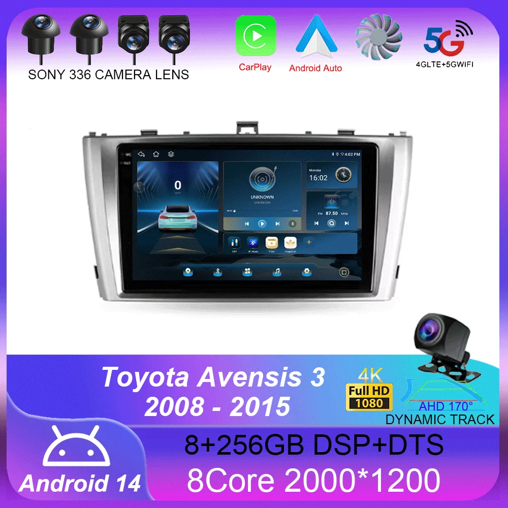 For Toyota Avensis 3 2008 - 2015 Carplay Auto 4G+WIFI GPS Car Radio Navigation Multimedia Video Player Stereo BT Android 14
For Toyota Avensis 3 2008 - 2015 Carplay Auto 4G+WIFI GPS Car Radio Navigation Multimedia Video Player Stereo BT Android 14
