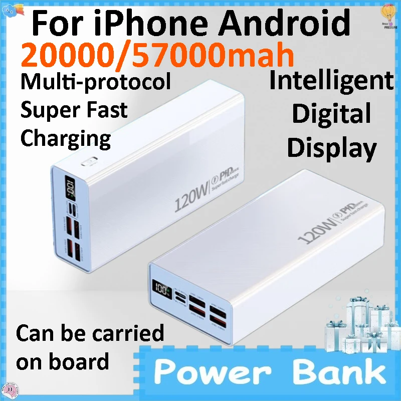 20000/57000mAh PD Super Fast Charging Power Bank Digital Display Portable External Battery for IPhone Android
20000/57000mAh PD Super Fast Charging Power Bank Digital Display Portable External Battery for IPhone Android