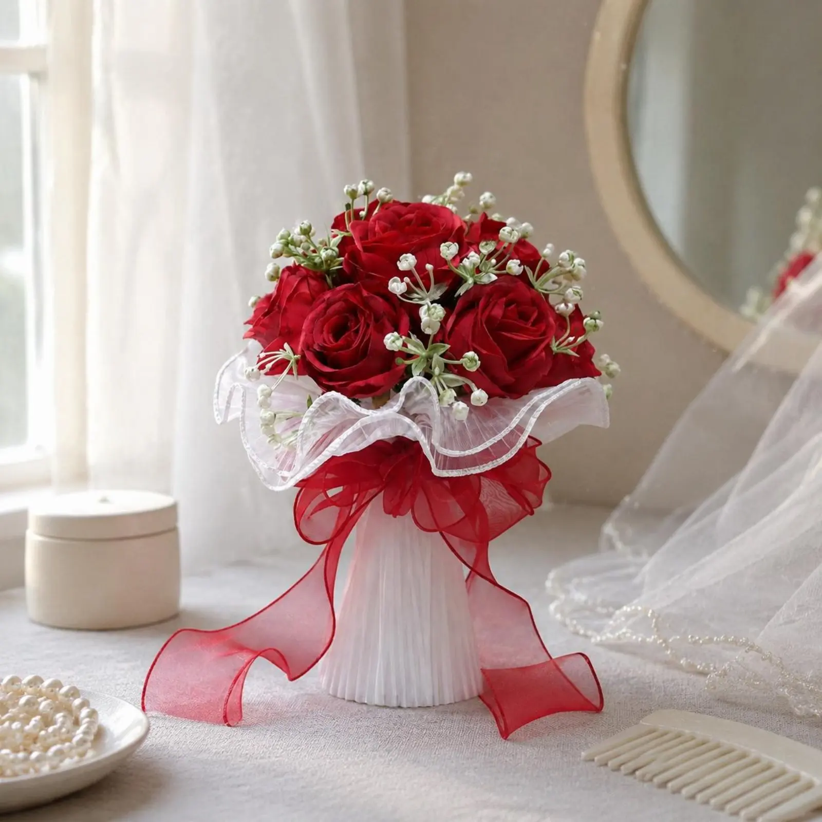 Artificial Bridal Arrangement Photo Prop Wedding Arrangement with Baby's Breath Party Decoration Lightweight Reusable for Brides
Artificial Bridal Arrangement Photo Prop Wedding Arrangement with Baby's Breath Party Decoration Lightweight Reusable for Brides