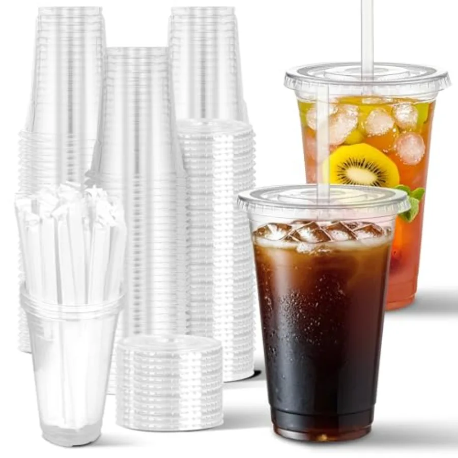 100 Sets- 20 oz Clear Plastic Cups with Lids and Straws, Disposable To Go Cups for Cold Drinks, Coffee Bar Accories, Iced Coffe
100 Sets- 20 oz Clear Plastic Cups with Lids and Straws, Disposable To Go Cups for Cold Drinks, Coffee Bar Accories, Iced Coffe