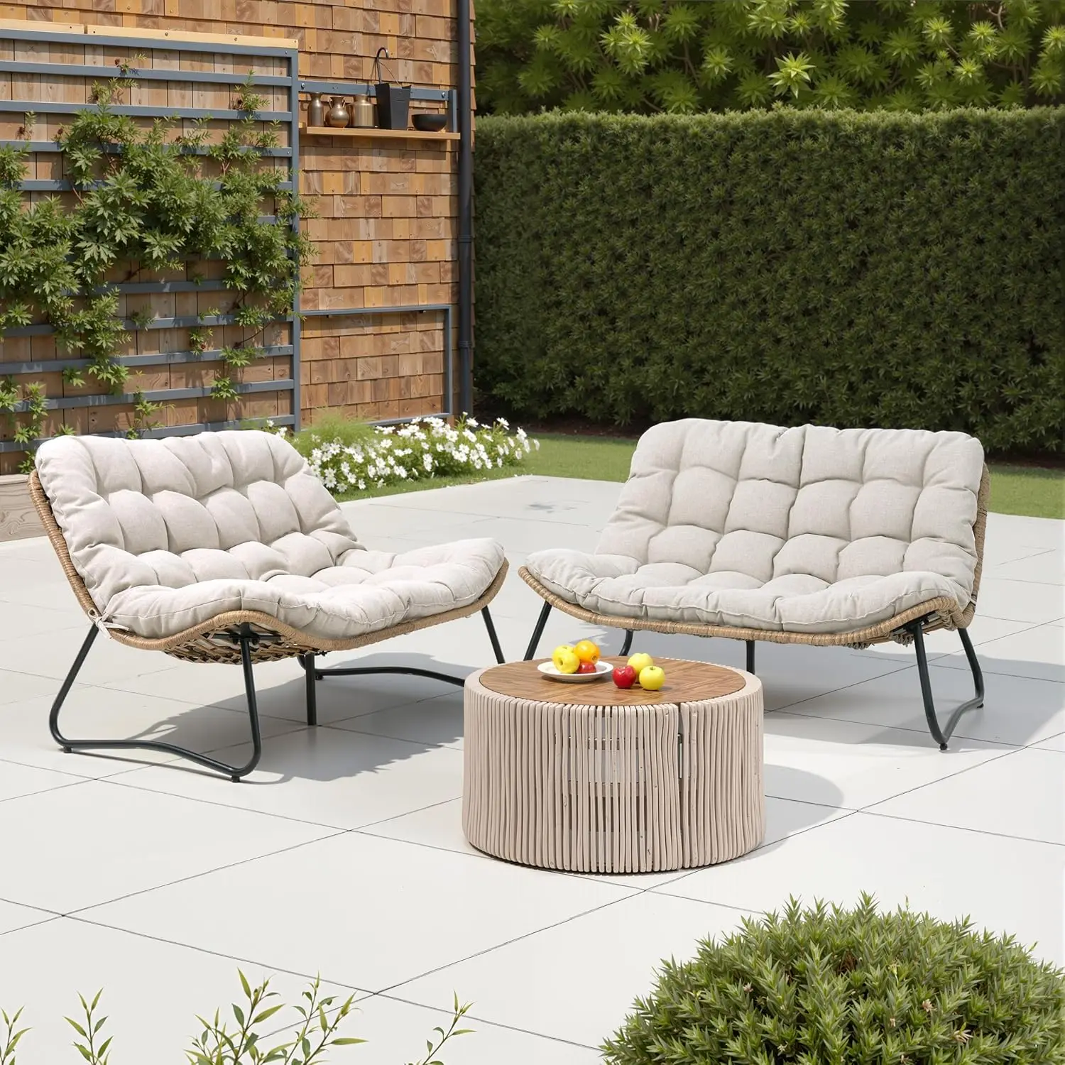 Outdoor Loveseat 2PCS, Patio Conversation Set, All-Weather Boho Rattan Patio Furniture with Soft Cushion for Balcony, Poolside,
Outdoor Loveseat 2PCS, Patio Conversation Set, All-Weather Boho Rattan Patio Furniture with Soft Cushion for Balcony, Poolside,
