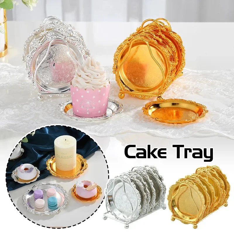 Набор из 6 декоративных подносов с подставкой для подачи десертов и напитков, стильные металлические тарелки для торта, аксессуары для дома, декоративные тарелки для хранения
Набор из 6 декоративных подносов с подставкой для подачи десертов и напитков, стильные металлические тарелки для торта, аксессуары для дома, декоративные тарелки для хранения