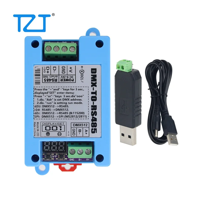 TZT DMX to RS485 Controller and RS485 to DMX Controller DMX512 Controller Accessory With/Without USB Adapter for Stage Lighting
TZT DMX to RS485 Controller and RS485 to DMX Controller DMX512 Controller Accessory With/Without USB Adapter for Stage Lighting