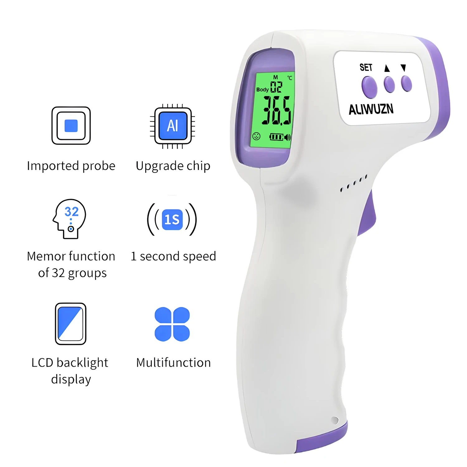 ALIWUZN Forehead Temperature Gun Digital Forehead Thermometer Non-contact Infrared Medical Thermometer Fever Measurement Tool
ALIWUZN Forehead Temperature Gun Digital Forehead Thermometer Non-contact Infrared Medical Thermometer Fever Measurement Tool