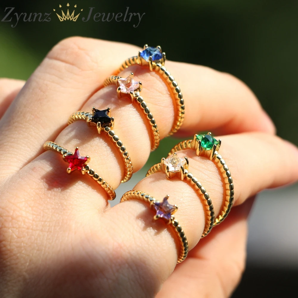 10PCS, Cute Colorful CZ Star Adjustable Gold Color Rings with Zircon Bling Stone Women Fashion Wedding Engagement Jewelry
10PCS, Cute Colorful CZ Star Adjustable Gold Color Rings with Zircon Bling Stone Women Fashion Wedding Engagement Jewelry