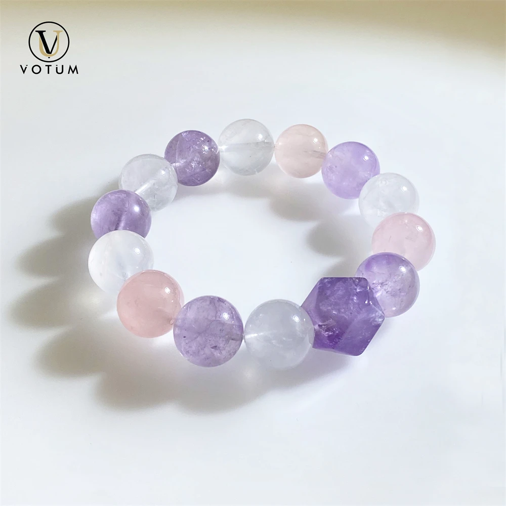 Votum 14m Natural White Crystal Rose Quartz Amethyst Beaded Bracelet for Women Lady Girl Birthstone Yoga Gift Healing Bracelets
Votum 14m Natural White Crystal Rose Quartz Amethyst Beaded Bracelet for Women Lady Girl Birthstone Yoga Gift Healing Bracelets