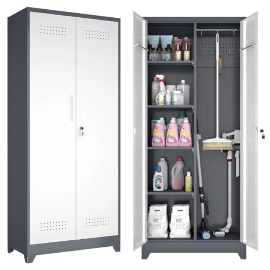 Metal Garage Storage Cabinet 73" H Broom Closet Storage Cabinet Locking Utility Cabinet with Doors and Shelves for Garage Home
Metal Garage Storage Cabinet 73" H Broom Closet Storage Cabinet Locking Utility Cabinet with Doors and Shelves for Garage Home