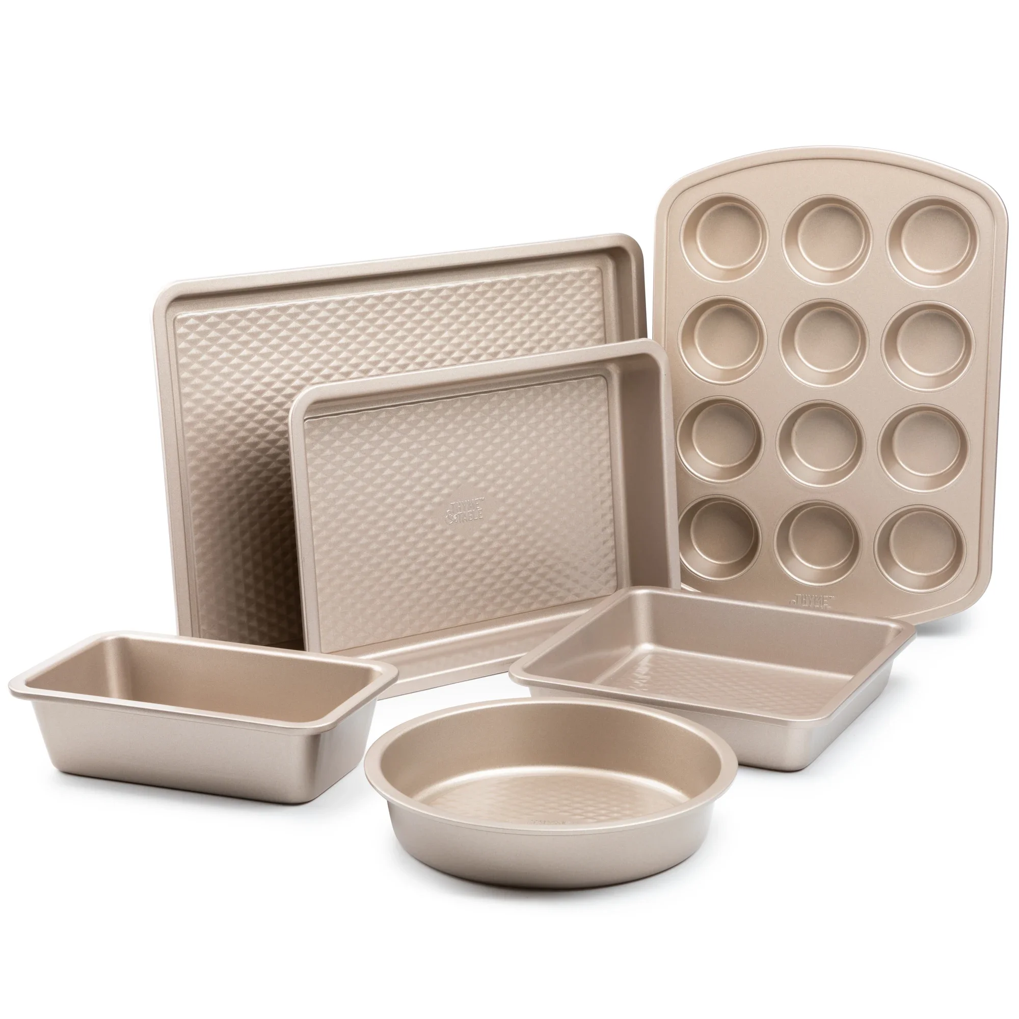 6 Piece Aluminized Steel Non-Stick Bakeware Sets with Muffin Pan, Cookie Sheet, Brownie Pan
6 Piece Aluminized Steel Non-Stick Bakeware Sets with Muffin Pan, Cookie Sheet, Brownie Pan