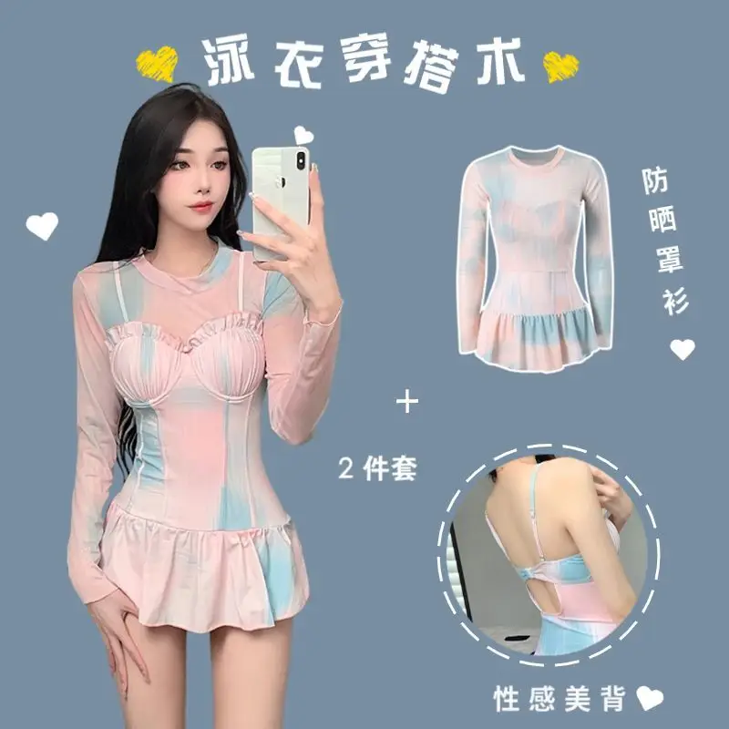 Купальник для женщин2025Новое цельное платье Hot Spring Pure Desire, сексуальное платье на косточках с небольшой грудью и длинными рукавами, защита от солнца 
Купальник для женщин2025Новое цельное платье Hot Spring Pure Desire, сексуальное платье на косточках с небольшой грудью и длинными рукавами, защита от солнца