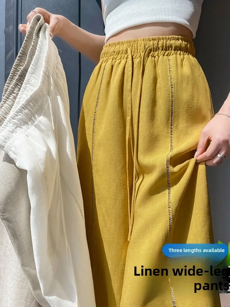 High Waist Drawstring Loose Wide Leg Pants Women's Summer New Style Hollow out Splicing Linen Straight Cut Loose Trousers
High Waist Drawstring Loose Wide Leg Pants Women's Summer New Style Hollow out Splicing Linen Straight Cut Loose Trousers