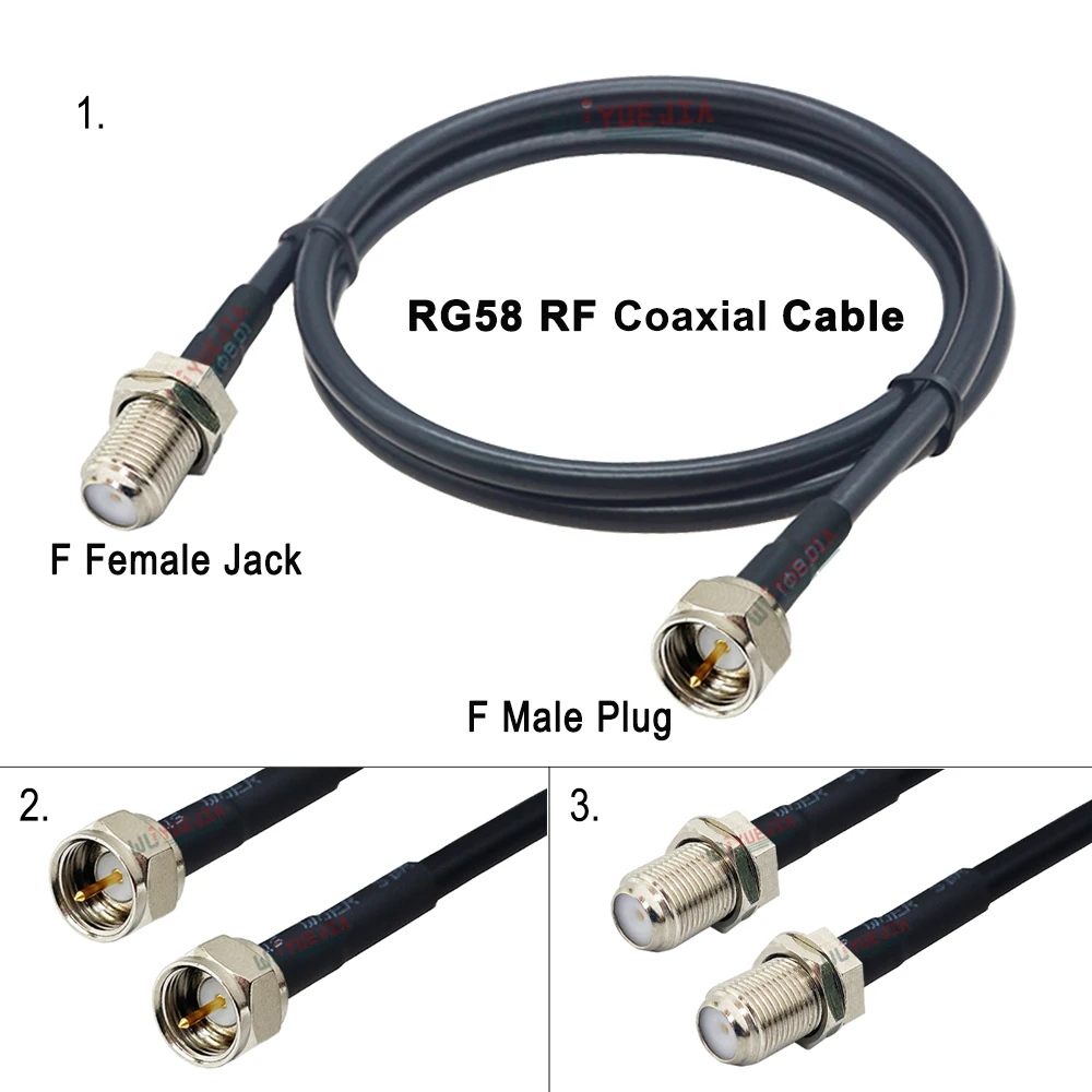 1Pcs 10 CM ~ 30 M RG-58 F Type RF Cable F Male Plug or F Male or F Female Jack RG58 Antennas Wireless RF Coaxial Extension Cable
1Pcs 10 CM ~ 30 M RG-58 F Type RF Cable F Male Plug or F Male or F Female Jack RG58 Antennas Wireless RF Coaxial Extension Cable