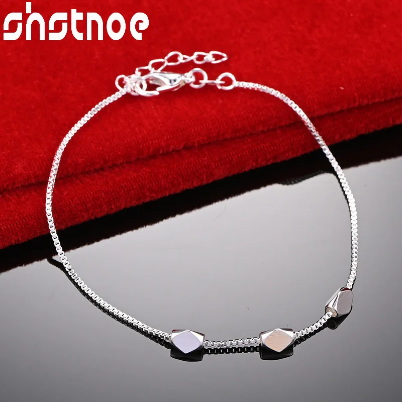 SHSTONE 925 Sterling Silver Box Chain Rhombus Bead Pendant Bracelet For Woman Romantic Wedding Accessories Party Fashion Jewelry
SHSTONE 925 Sterling Silver Box Chain Rhombus Bead Pendant Bracelet For Woman Romantic Wedding Accessories Party Fashion Jewelry