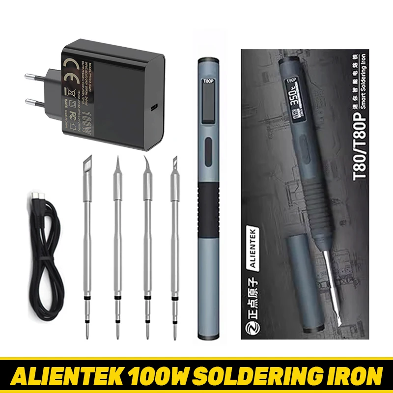 ALIENTEK T80P/T80 Electric Soldering Iron 100W Digital Display Automatic Sleep BGA Precision Soldering Iron Repair Tool
ALIENTEK T80P/T80 Electric Soldering Iron 100W Digital Display Automatic Sleep BGA Precision Soldering Iron Repair Tool