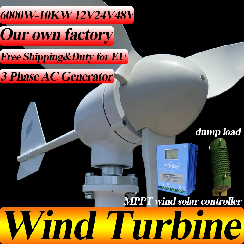 10KW 12V 24V 48V Free Power Turbine Horizontal Windmill Hybrid Controller Wind Energy Generator Electricity Switching Power
10KW 12V 24V 48V Free Power Turbine Horizontal Windmill Hybrid Controller Wind Energy Generator Electricity Switching Power