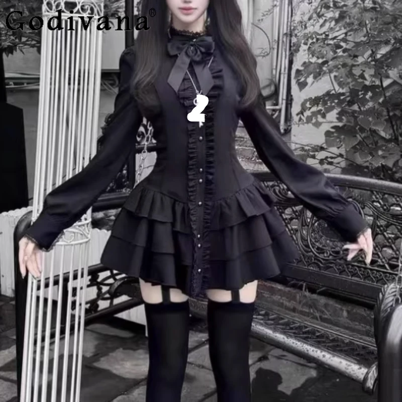Christmas Goth Retro Autumn Temperament Slim Lace Dress Elegant Girls High Waist A-line Fashion Versatile Age Reduction Dresses 
Christmas Goth Retro Autumn Temperament Slim Lace Dress Elegant Girls High Waist A-line Fashion Versatile Age Reduction Dresses