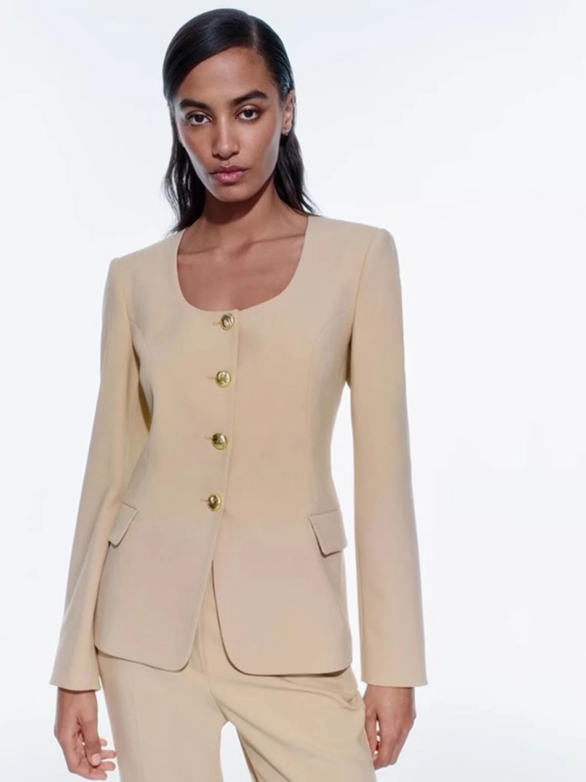 Spring New round Ne Suit Jaet High Waist Bell Bot Pants Women's Faionable Street Sle Long Sve Regular Length
Spring New round Ne Suit Jaet High Waist Bell Bot Pants Women's Faionable Street Sle Long Sve Regular Length