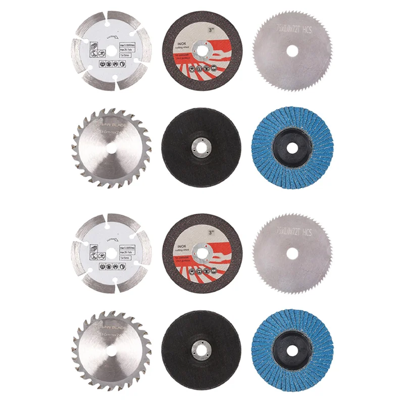 PORK-12Pcs 75Mm Cutting Disc Kit For 10Mm Bore Angle Grinder Metal Circular Saw Blade Flat Flap Grinding Wheel Sanding Pads
PORK-12Pcs 75Mm Cutting Disc Kit For 10Mm Bore Angle Grinder Metal Circular Saw Blade Flat Flap Grinding Wheel Sanding Pads