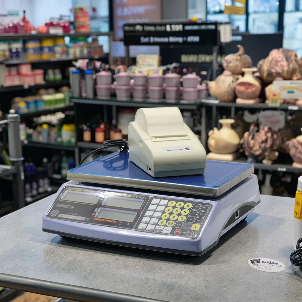 58mm Weight Scale Thermal Label Printer with USB+RS232 Compatible Receipt Paper Inkless Receipt Maker Machine for Retail