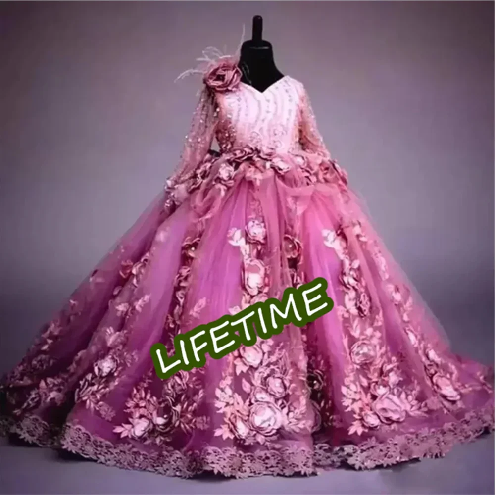 Long Sleeves 3D Floral Lace Ball Gown Flower Girl Dresses For Wedding Toddler First Communion Kids Birthday
Long Sleeves 3D Floral Lace Ball Gown Flower Girl Dresses For Wedding Toddler First Communion Kids Birthday