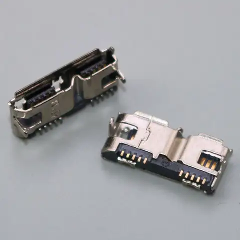 1-50PCS Micro USB 3.0 B Type DIP Female Socket DIP2 10pin USB Connector for Mobile Hard Disk Drives Data Interface