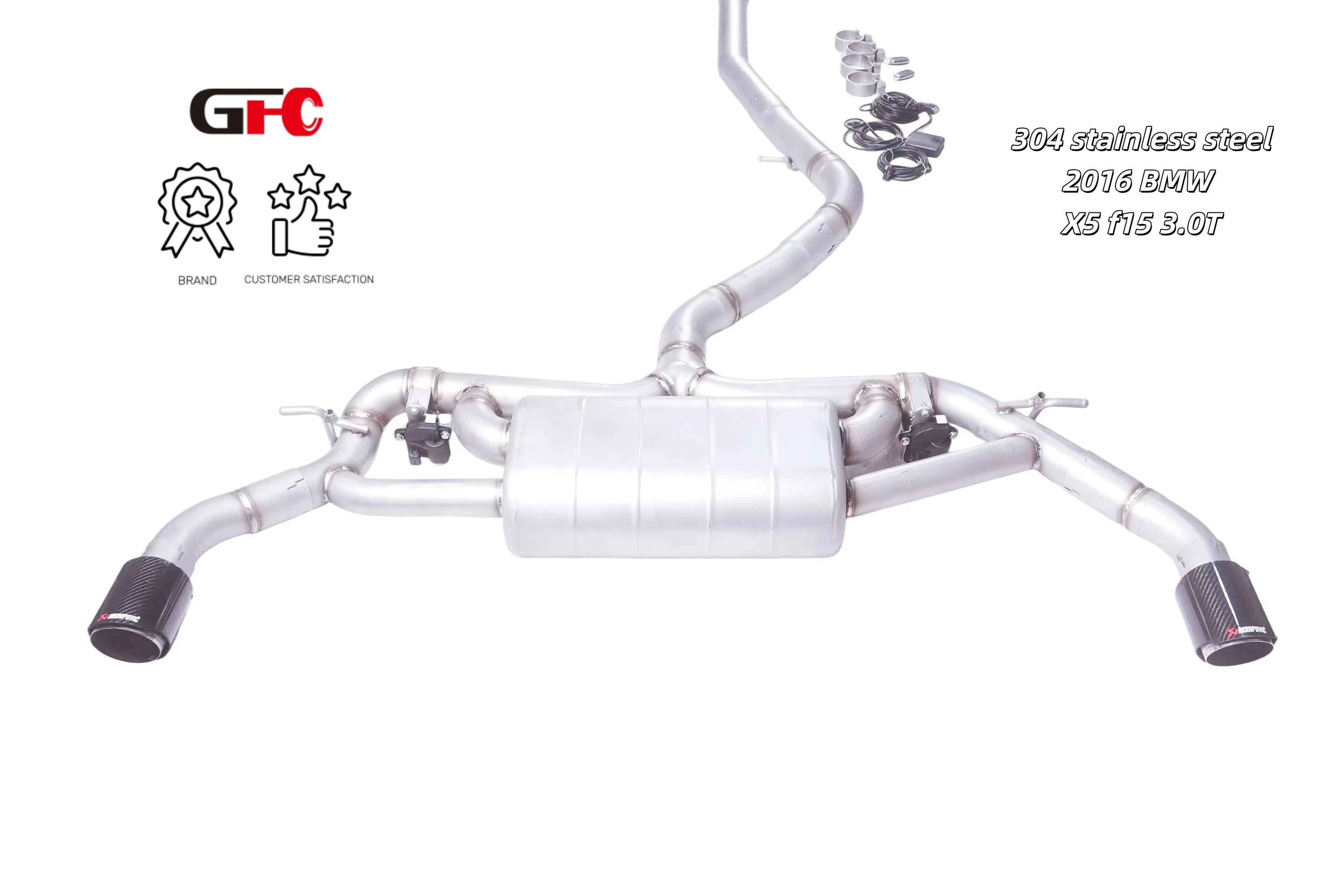 Suitable for the 2016 BMW X5 f15 3.0T modified GFC cat back exhaust system with valve muffler, matching the original rear lip
Suitable for the 2016 BMW X5 f15 3.0T modified GFC cat back exhaust system with valve muffler, matching the original rear lip