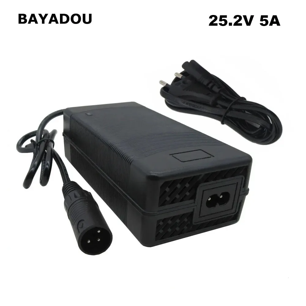 25.2V 5A Li-ion Charger 22.2V 21.6V 6S Lithium Battery Fast Charger XLR Connector with Fan
25.2V 5A Li-ion Charger 22.2V 21.6V 6S Lithium Battery Fast Charger XLR Connector with Fan