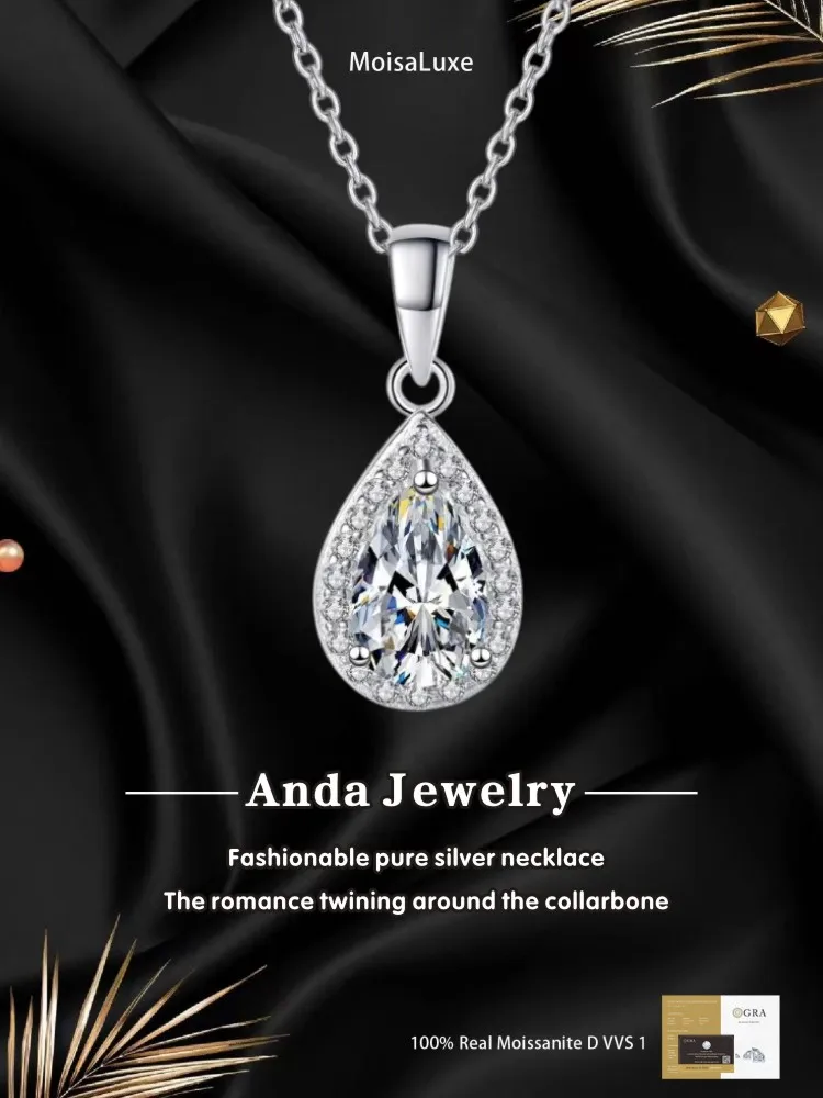 Moissanite Plata Sterling 925 Silver Fine Jewelry Gift Women's 5x8 Pear-shaped Pendant Necklace GRA Certified
Moissanite Plata Sterling 925 Silver Fine Jewelry Gift Women's 5x8 Pear-shaped Pendant Necklace GRA Certified