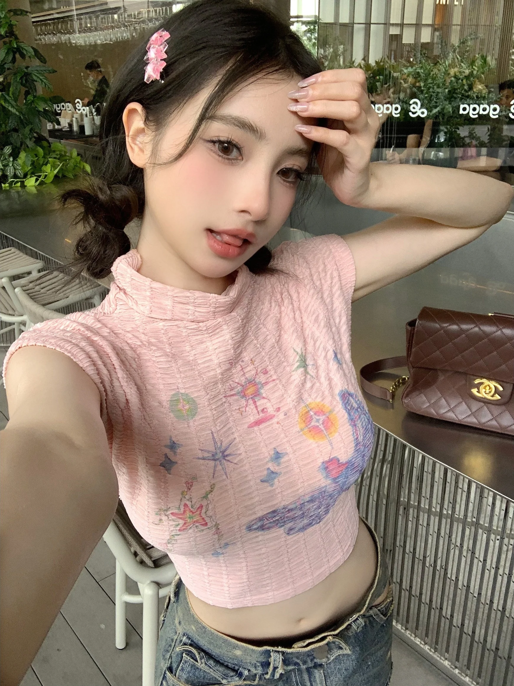 Spring Summer Short Sleeve Pink T-Shirt Girls' Style Half High Collar Top Sweet Style Slim Fit Polyester Fiber Cotton
Spring Summer Short Sleeve Pink T-Shirt Girls' Style Half High Collar Top Sweet Style Slim Fit Polyester Fiber Cotton
