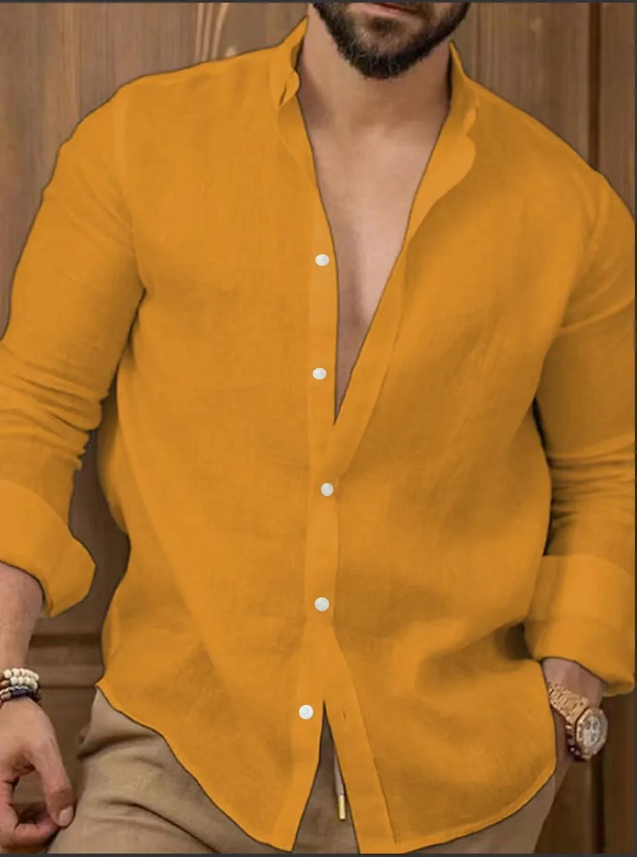 Cotton Linen Pure Color Men's Casual Shirt Youth Leisure Long Sleeve Button up Classic Collar Comfortable Breathable Springwear
Cotton Linen Pure Color Men's Casual Shirt Youth Leisure Long Sleeve Button up Classic Collar Comfortable Breathable Springwear