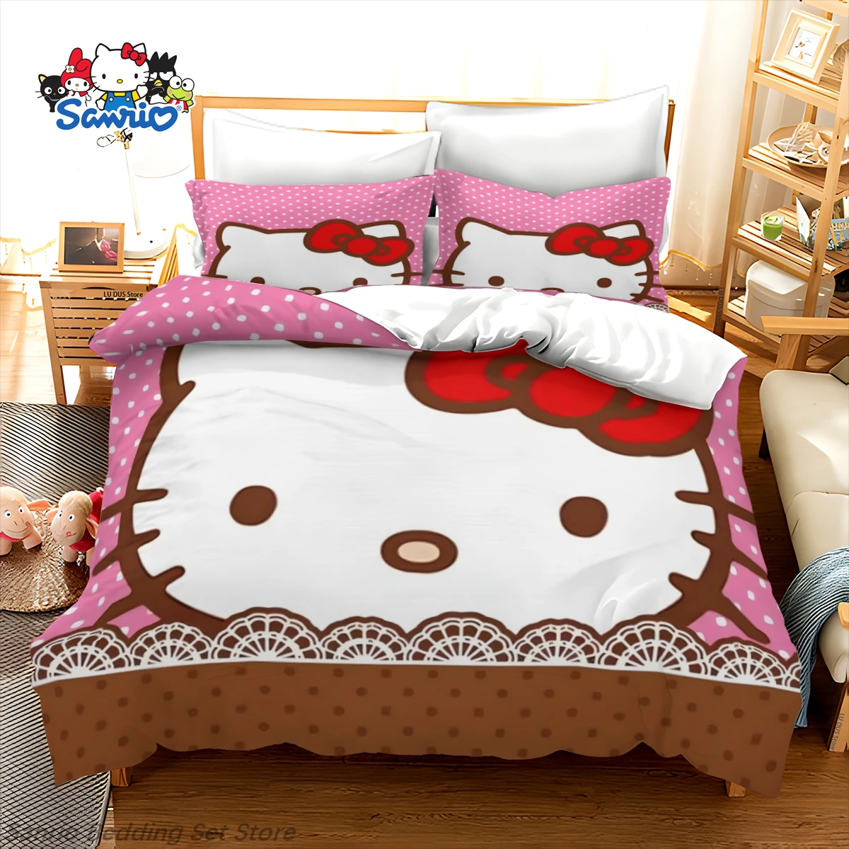 Sanrio Hello Kitty Bedding Set - Kawaii Hello Kitty Duvet Cover Quilt Cover for Girls Aesthetic Japanese Anime Bedroom Decor
Sanrio Hello Kitty Bedding Set - Kawaii Hello Kitty Duvet Cover Quilt Cover for Girls Aesthetic Japanese Anime Bedroom Decor