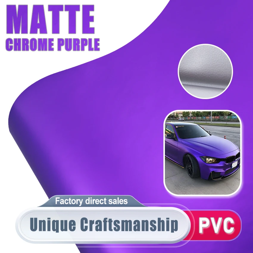 Ice Satin Chrome Purple Car Wrap, Matte Metallic Finish Vinyl Sticker, Durable Color Change Film for Vehicle Exterior
Ice Satin Chrome Purple Car Wrap, Matte Metallic Finish Vinyl Sticker, Durable Color Change Film for Vehicle Exterior