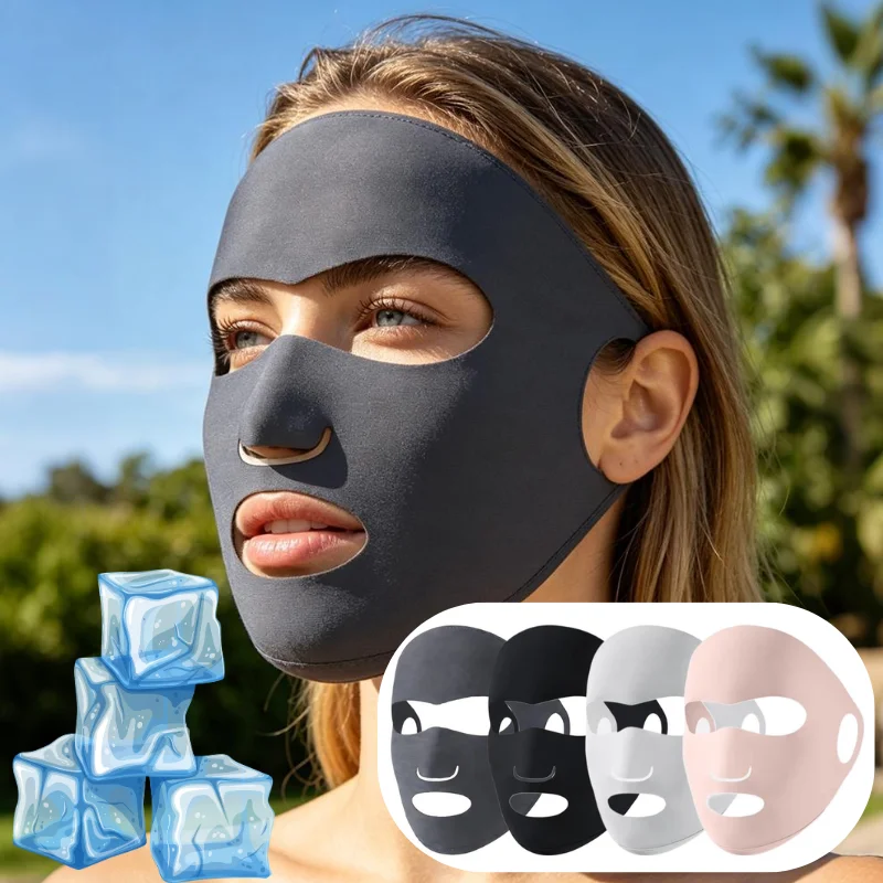 UPF50+ Summer Full Face Sunscreen Mask Unisex Breathable Ice Silk Mask Cooling Face Cover UV Protection Mask For Driving Cycling
UPF50+ Summer Full Face Sunscreen Mask Unisex Breathable Ice Silk Mask Cooling Face Cover UV Protection Mask For Driving Cycling