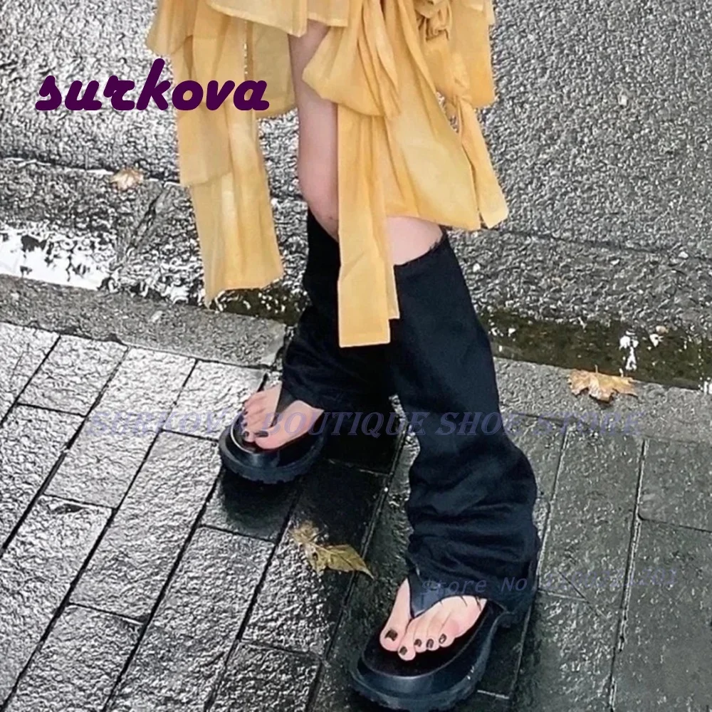 Clip Toe Jeans Trouser Leg Sandal Boots Black Thick Bottom Sandals Female Summer Thin Boots Long Cool Boots Flip-flops Spring
Clip Toe Jeans Trouser Leg Sandal Boots Black Thick Bottom Sandals Female Summer Thin Boots Long Cool Boots Flip-flops Spring