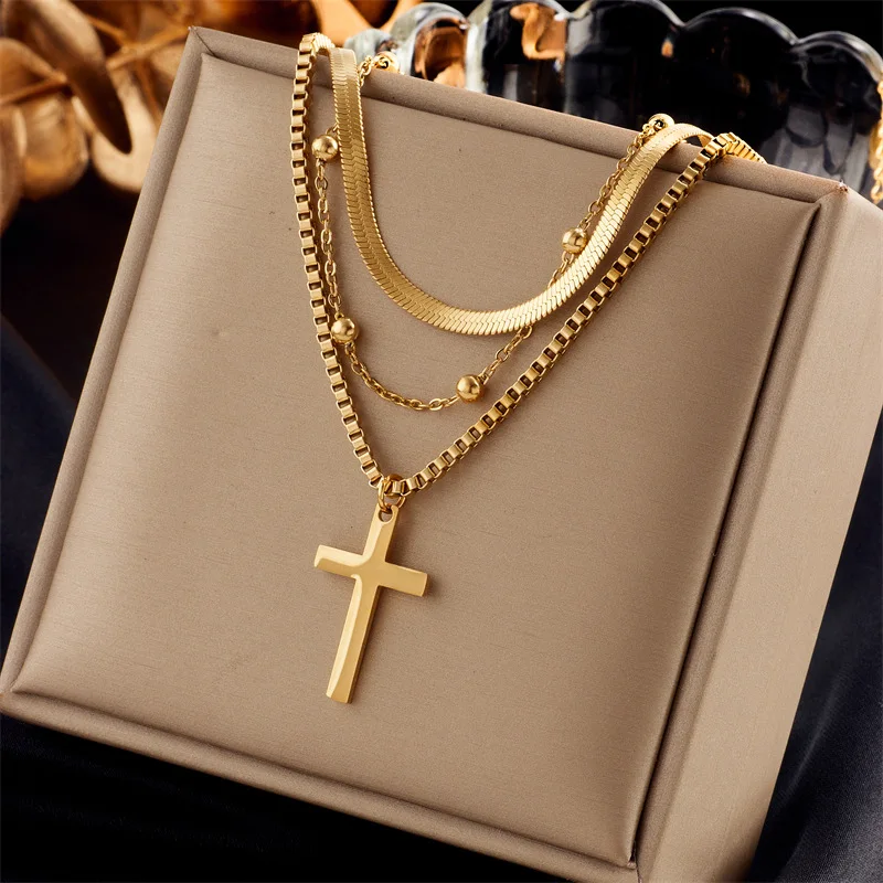 Women Simple Multi-layer Cross Pendant Necklace Titanium Steel Metal Hip-hop Fashion Versatile Niche Chain Necklace Dropshipping
Women Simple Multi-layer Cross Pendant Necklace Titanium Steel Metal Hip-hop Fashion Versatile Niche Chain Necklace Dropshipping