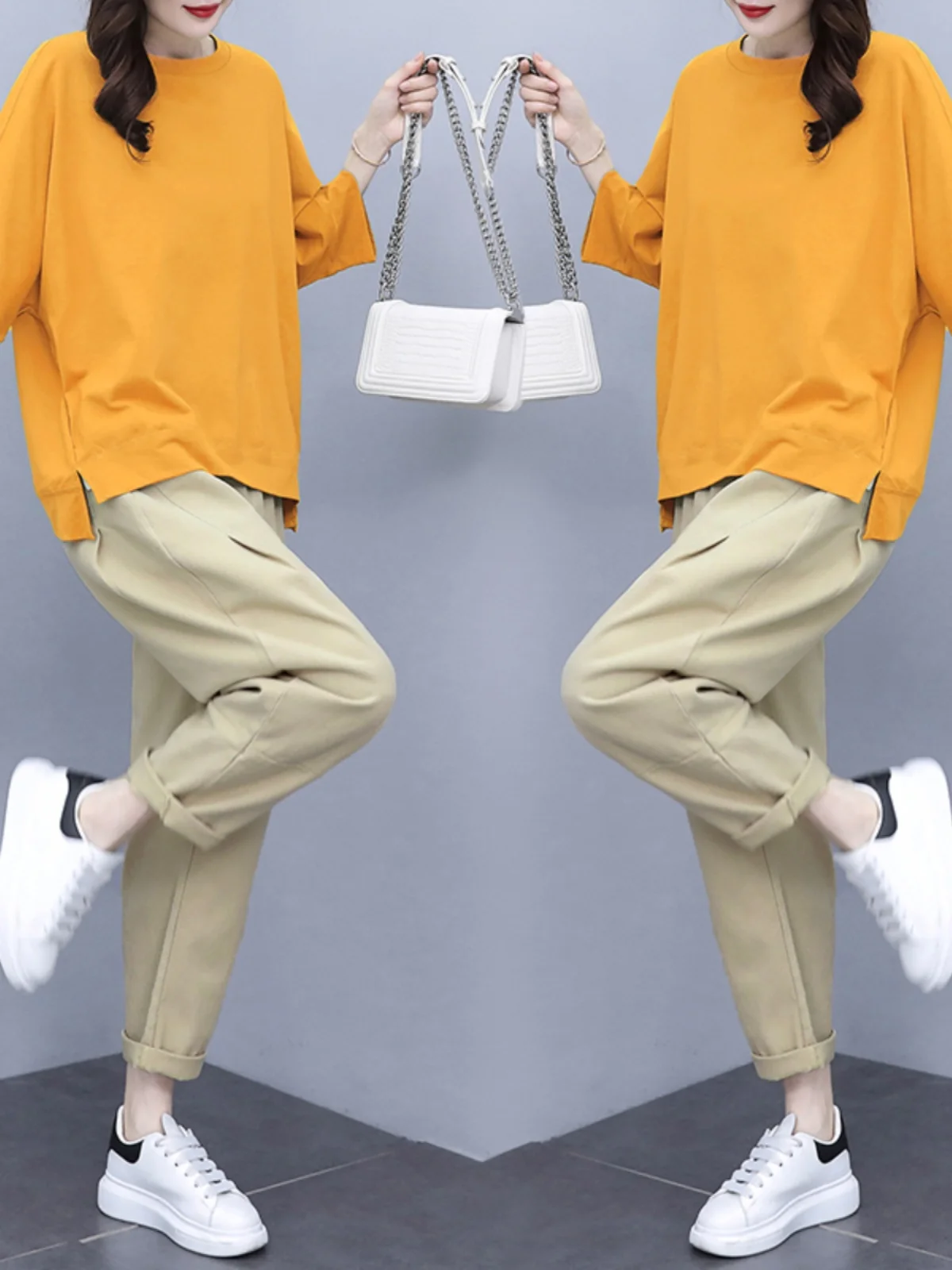 Casual Fashionable plus Size Two-Piece Set Slimming Top Youthful Jeans Summer Women's Clothing round Neck Mid-Sleeve Long Pants
Casual Fashionable plus Size Two-Piece Set Slimming Top Youthful Jeans Summer Women's Clothing round Neck Mid-Sleeve Long Pants