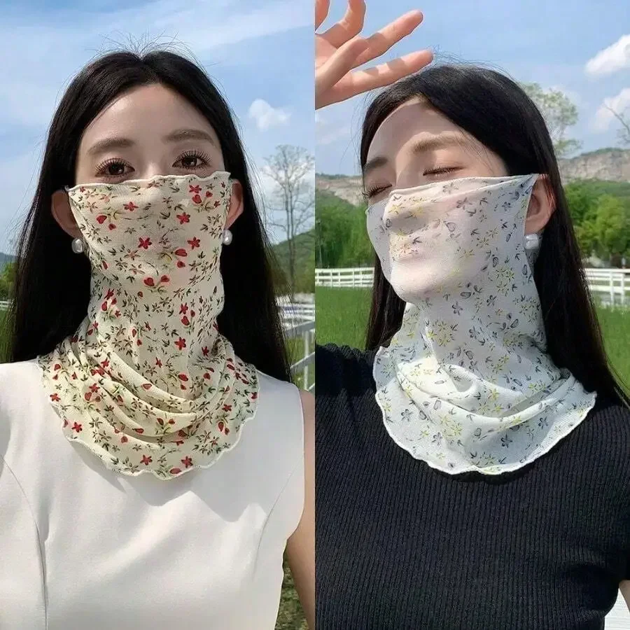 Nylon Summer Sunscreen Face Covering Neck Scarf Women Thin Breathable Ear Hanging Floral Veil
Nylon Summer Sunscreen Face Covering Neck Scarf Women Thin Breathable Ear Hanging Floral Veil