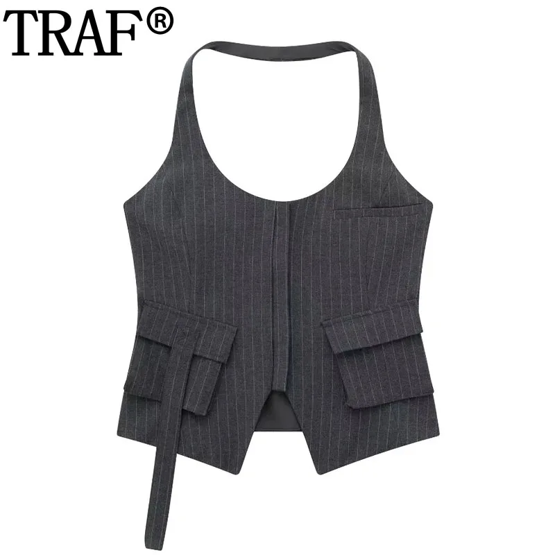 TRAF Sleeveless Striped Crop Top Woman Off Shoulder Halter Top Women Summer Backless Sexy Tops For Women Y2K Tank Tops Bustier
TRAF Sleeveless Striped Crop Top Woman Off Shoulder Halter Top Women Summer Backless Sexy Tops For Women Y2K Tank Tops Bustier