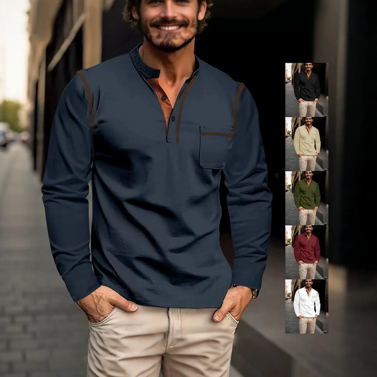 Men Clothes Casual Long Sleeve Shirt Button Front Chest Pocket Shirts T-shirt Men Slim Fit Tee T For Man Men's Male Clothing
Men Clothes Casual Long Sleeve Shirt Button Front Chest Pocket Shirts T-shirt Men Slim Fit Tee T For Man Men's Male Clothing
