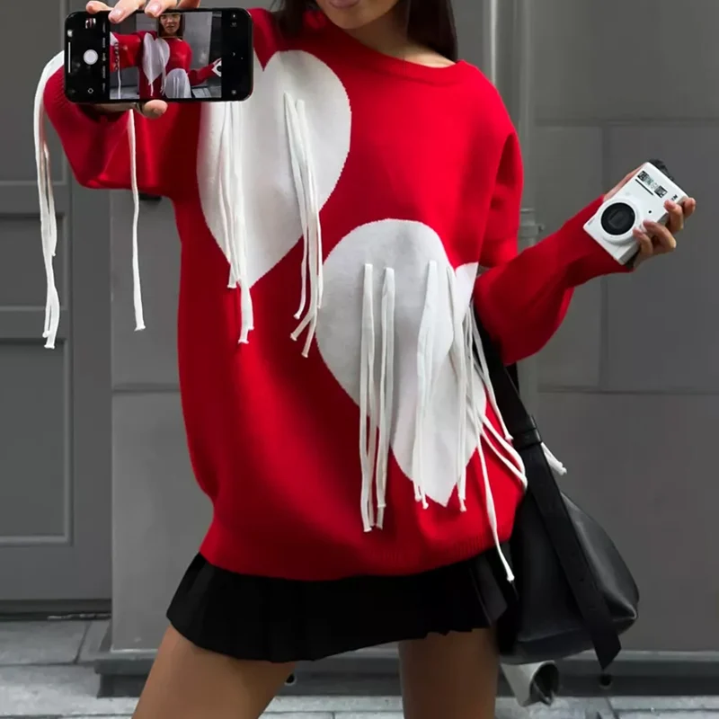 Trend Printing Tassel O-neck Sweatshirts Autumn Winter Women Clothes Vintage Bright Line Decoration Loose Pullovers Top Tee
Trend Printing Tassel O-neck Sweatshirts Autumn Winter Women Clothes Vintage Bright Line Decoration Loose Pullovers Top Tee