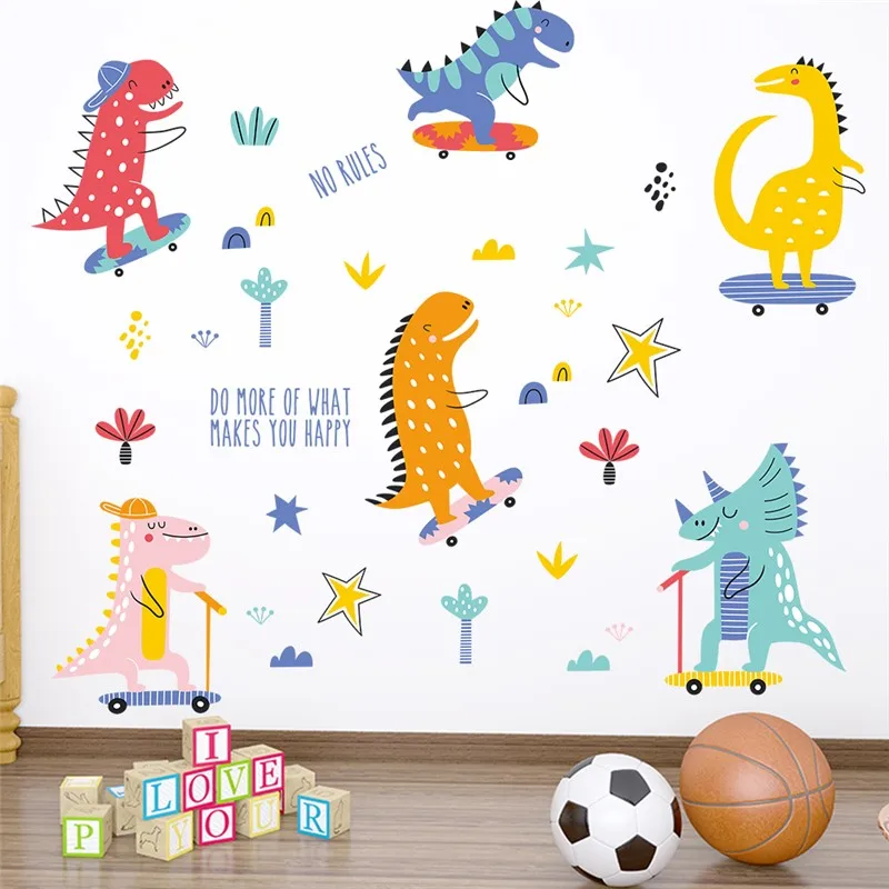 Lovely Dinosaurs Skating Wall Stickers For Kids Bedroom Home Decoration Diy Animals Sport Mural Art Boy's Decals Pvc Poster
Lovely Dinosaurs Skating Wall Stickers For Kids Bedroom Home Decoration Diy Animals Sport Mural Art Boy's Decals Pvc Poster
