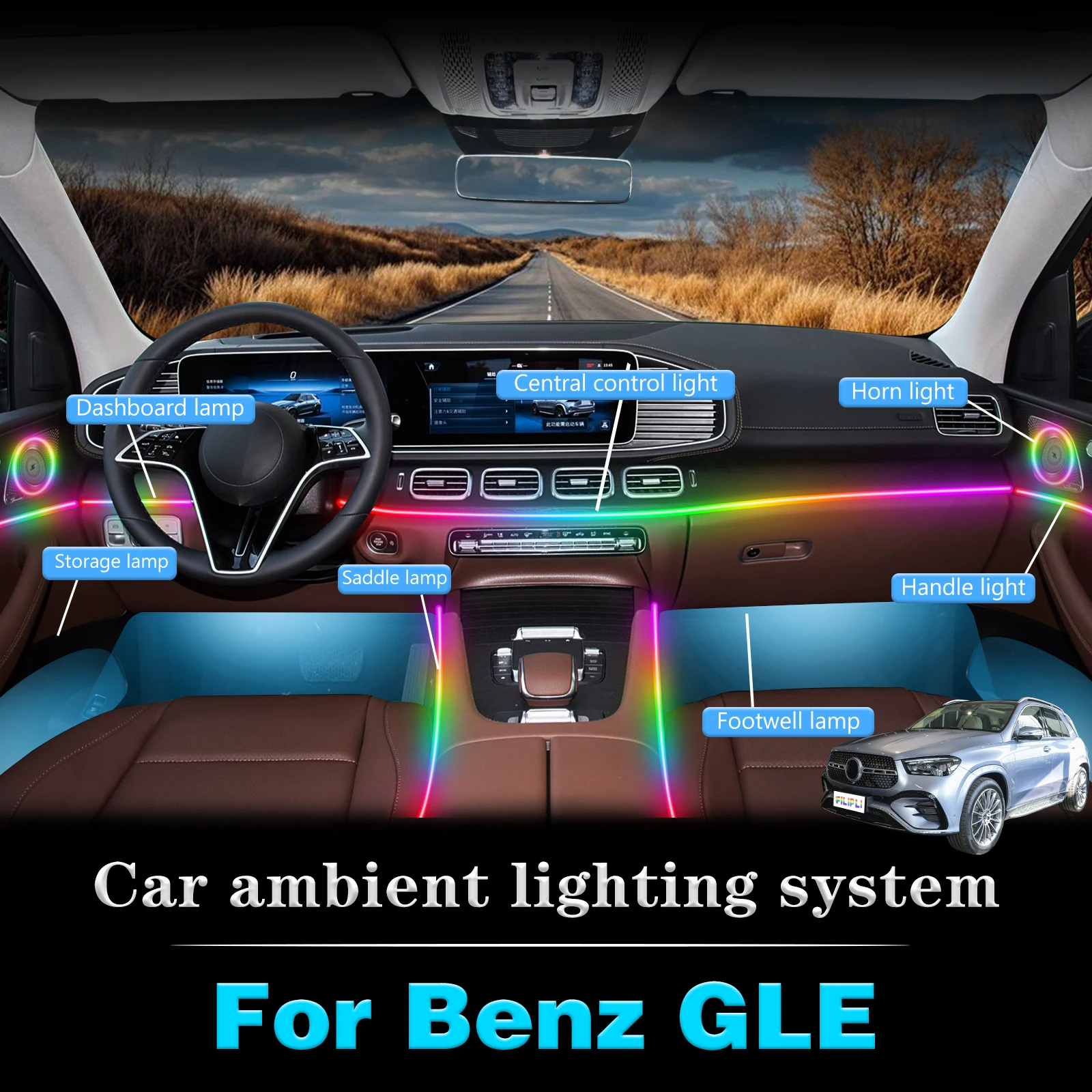 For BenZ GLE Smart Remote Control Car Interior Ambient Light RGB 64 Colors LED Energy Saving Efficient Lamp Set
For BenZ GLE Smart Remote Control Car Interior Ambient Light RGB 64 Colors LED Energy Saving Efficient Lamp Set