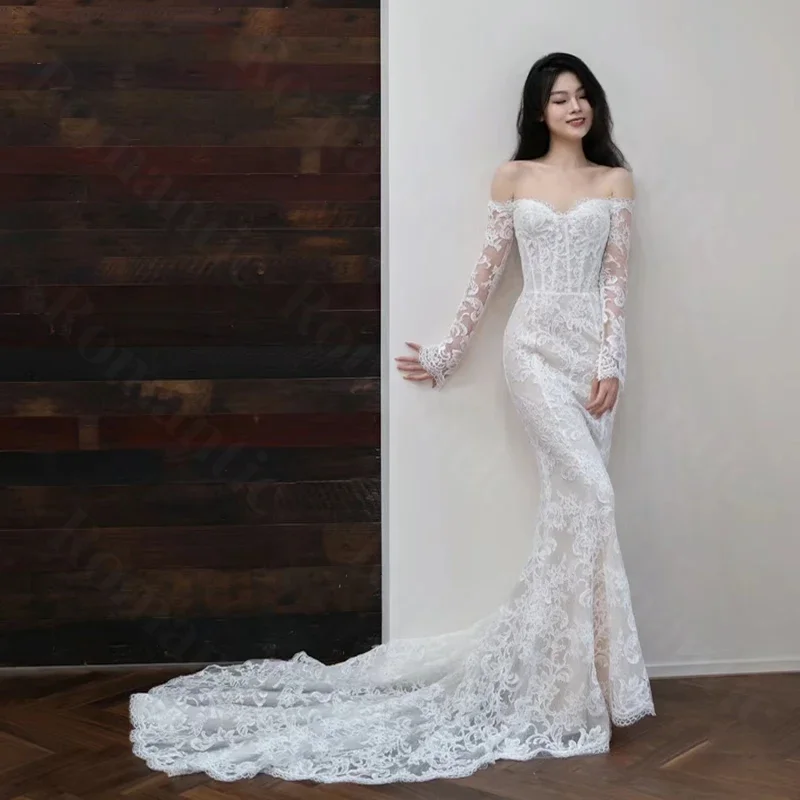 Romantic Mermaid Customized Sweetheart Lace Long Sleeves Off Shoulder Wedding Dress Bride Dress For Women Vestido De Noiva
Romantic Mermaid Customized Sweetheart Lace Long Sleeves Off Shoulder Wedding Dress Bride Dress For Women Vestido De Noiva
