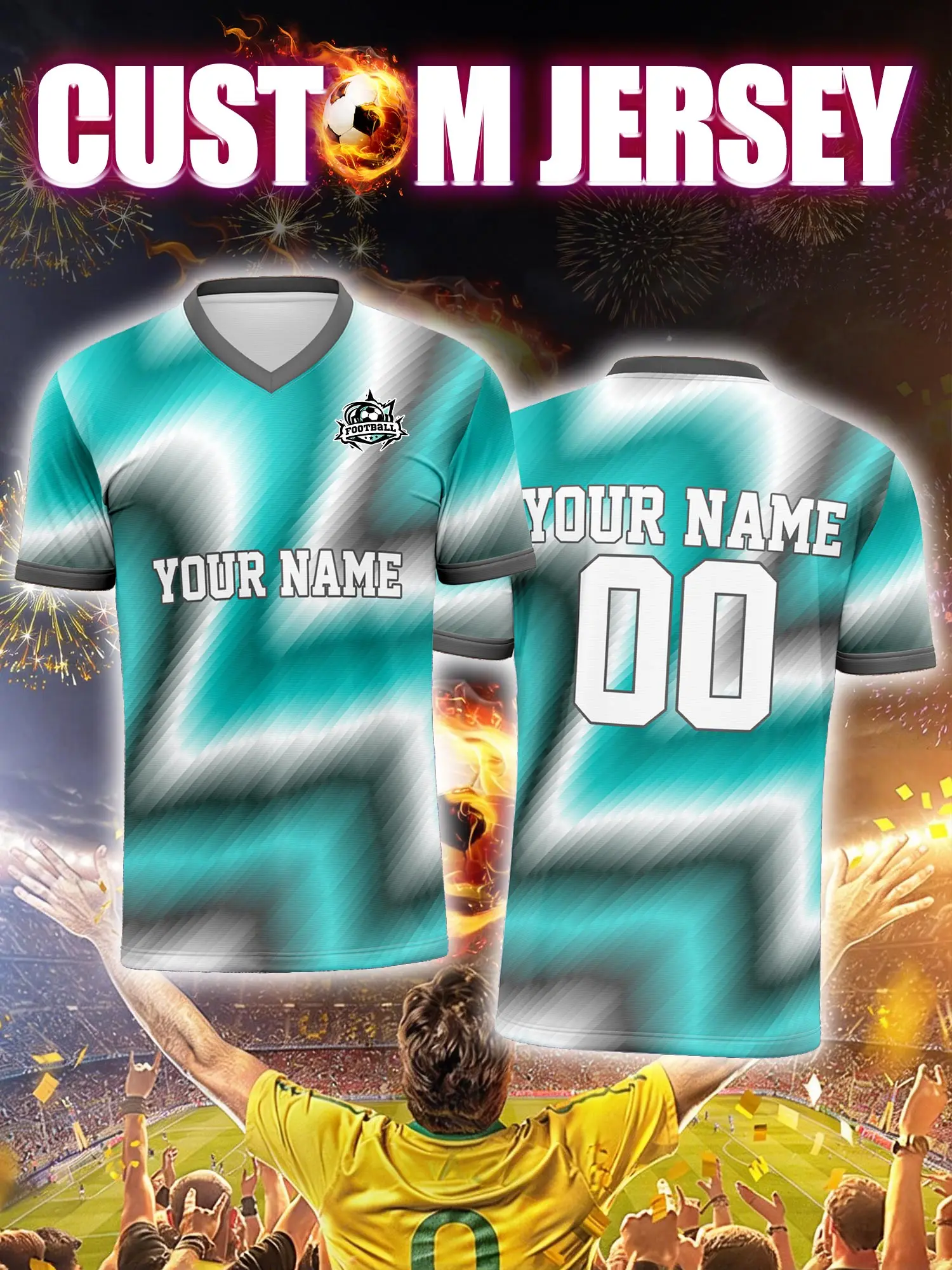 Custom Soccer Jersey With Custom Image, Number And Name, laid-back street daily fashion football apparel
Custom Soccer Jersey With Custom Image, Number And Name, laid-back street daily fashion football apparel