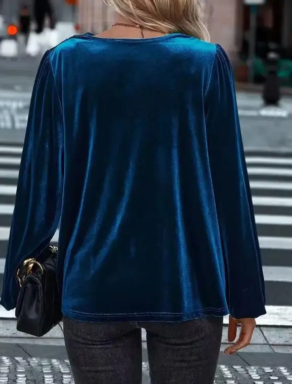 Velvet Women's Top with Fashionable and Elegant Swing Collar Design Texture High-End Long Sleeved Top Suitable for Banquets
Velvet Women's Top with Fashionable and Elegant Swing Collar Design Texture High-End Long Sleeved Top Suitable for Banquets