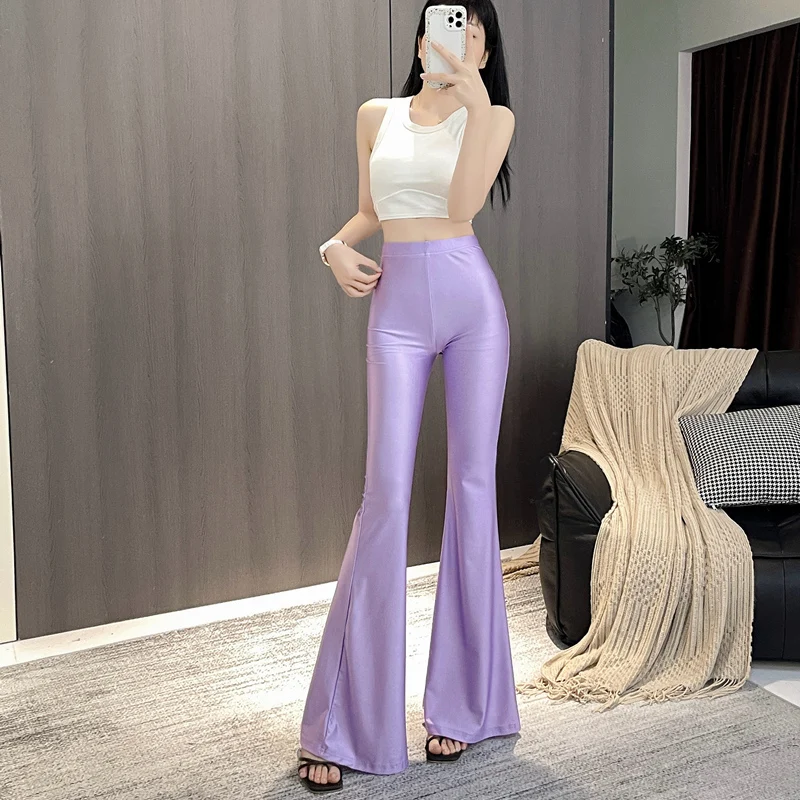 Sexy High Waist Thin Ice Silk Bell Bottom Yoga Pants Lengthened Women's Sensual Pure Color Shiny Wrap Body Slimming Pants
Sexy High Waist Thin Ice Silk Bell Bottom Yoga Pants Lengthened Women's Sensual Pure Color Shiny Wrap Body Slimming Pants