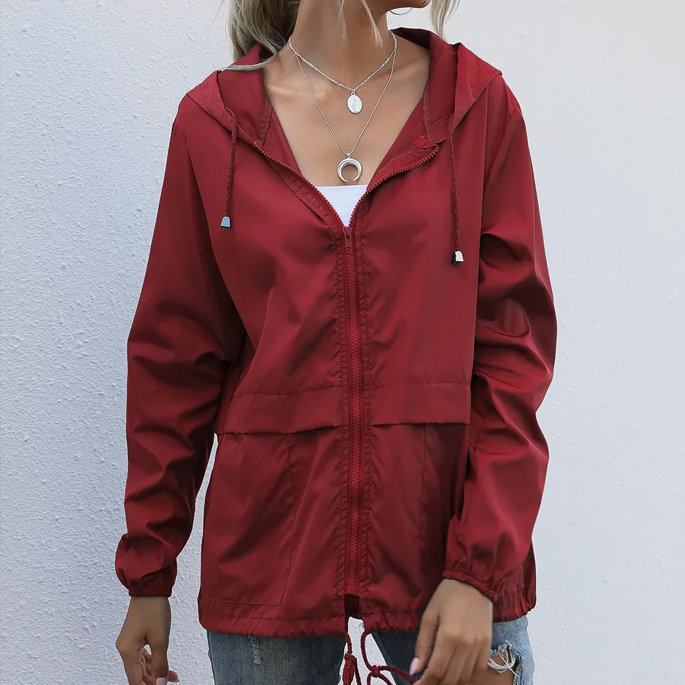 Women's Solid Color Zip-up Hooded Charge Jacket, Lightweight Outdoor Hiking Raincoat on Foot Casual Loose Patchwork Jacket Women
Women's Solid Color Zip-up Hooded Charge Jacket, Lightweight Outdoor Hiking Raincoat on Foot Casual Loose Patchwork Jacket Women