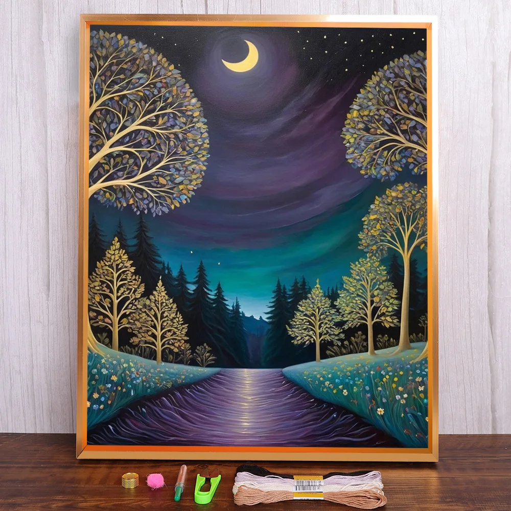 Landscape Night Road Pre-Printed Cross-Stitch Embroidery Patterns Sewing Handicraft Craft Handiwork Floss Promotions For Adults
Landscape Night Road Pre-Printed Cross-Stitch Embroidery Patterns Sewing Handicraft Craft Handiwork Floss Promotions For Adults