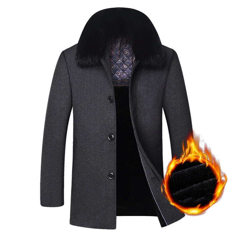 Winter Thickened Wool Trench Coat Fake Fur Collar Mens Cashmere Coat Slim Fit Woolen Peacoat Windbreaker
Winter Thickened Wool Trench Coat Fake Fur Collar Mens Cashmere Coat Slim Fit Woolen Peacoat Windbreaker
